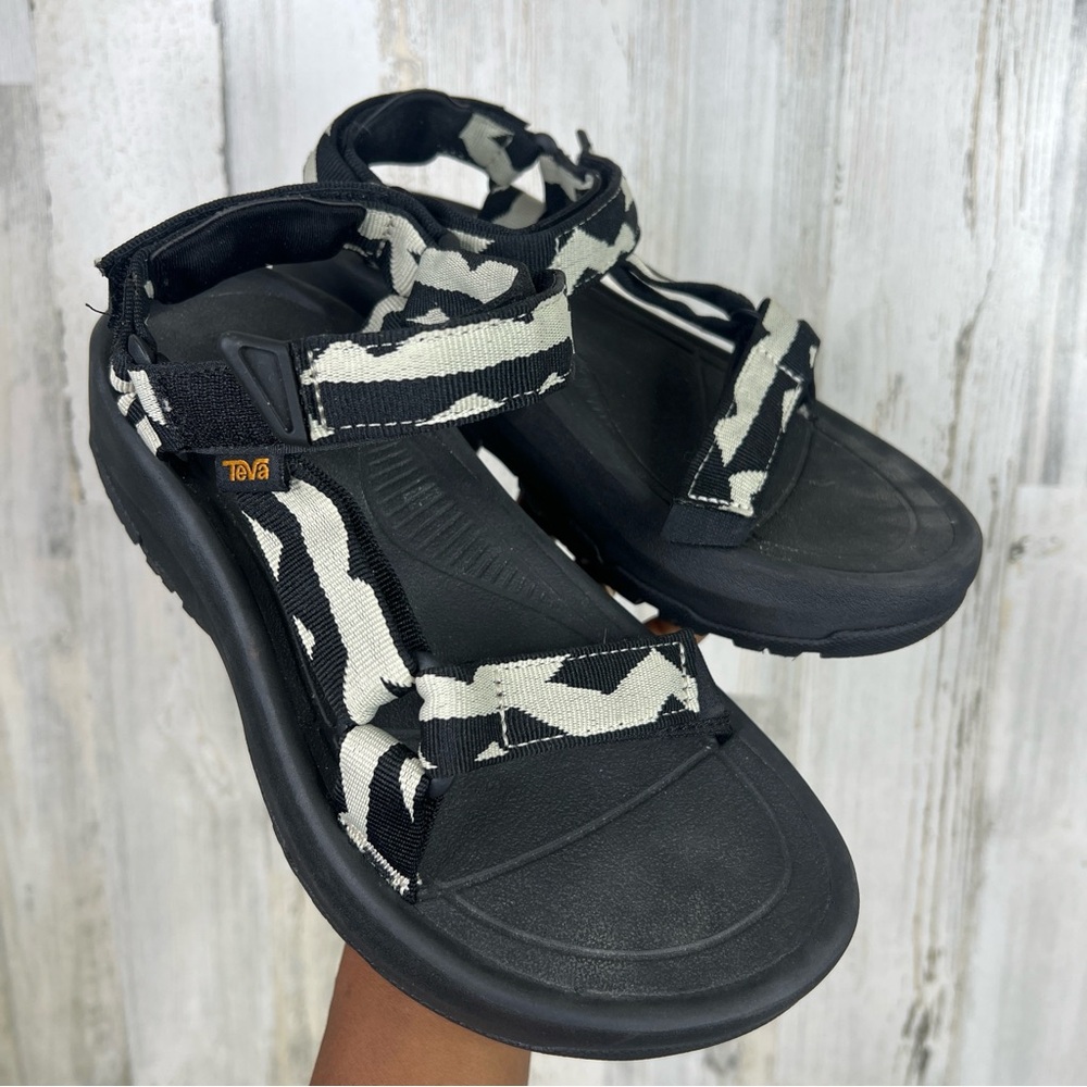 Teva Black and White Patterned Platform Sandals